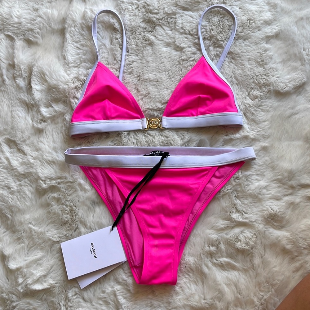 New Balmain swim wear 2 pieces ! Beautiful neon pink color